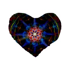 Mandala Pattern Kaleidoscope Standard 16  Premium Flano Heart Shape Cushions