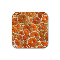 Oranges Background Texture Pattern Rubber Square Coaster (4 Pack) 