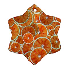 Oranges Background Texture Pattern Snowflake Ornament (two Sides)