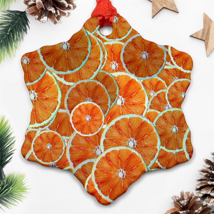 Oranges Background Texture Pattern Snowflake Ornament (Two Sides)