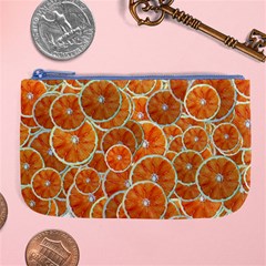 Oranges Background Texture Pattern Large Coin Purse by Simbadda