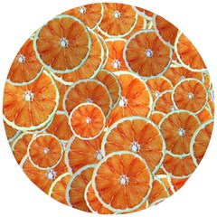 Oranges Background Texture Pattern Wooden Puzzle Round by Simbadda