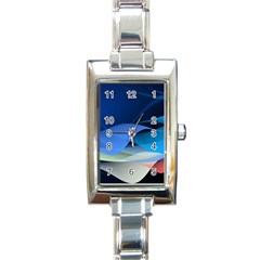 Flower Background Blue Design Rectangle Italian Charm Watch