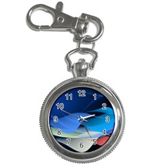 Flower Background Blue Design Key Chain Watches