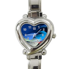 Flower Background Blue Design Heart Italian Charm Watch