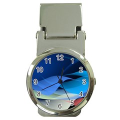 Flower Background Blue Design Money Clip Watches