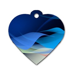 Flower Background Blue Design Dog Tag Heart (One Side)