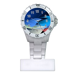 Flower Background Blue Design Plastic Nurses Watch