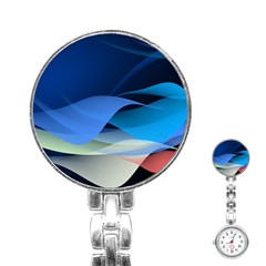 Flower Background Blue Design Stainless Steel Nurses Watch