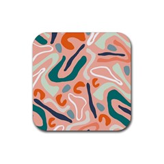 Organic Forms And Lines Seamless Pattern Rubber Coaster (square)  by Vaneshart