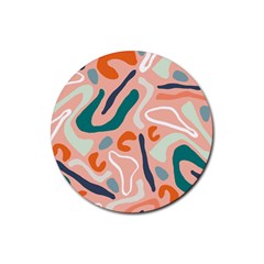 Organic Forms And Lines Seamless Pattern Rubber Coaster (round)  by Vaneshart