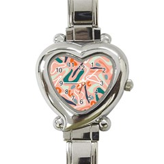 Organic Forms And Lines Seamless Pattern Heart Italian Charm Watch by Vaneshart