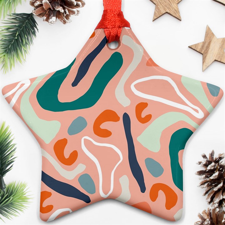 Organic Forms And Lines Seamless Pattern Star Ornament (Two Sides)