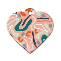 Organic Forms And Lines Seamless Pattern Dog Tag Heart (two Sides) by Vaneshart