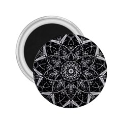 Black And White Pattern Monochrome Lighting Circle Neon Psychedelic Illustration Design Symmetry 2 25  Magnets by Vaneshart