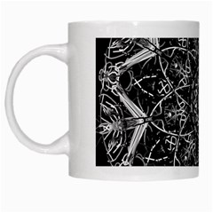 Black And White Pattern Monochrome Lighting Circle Neon Psychedelic Illustration Design Symmetry White Mugs by Vaneshart