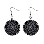 Black And White Pattern Monochrome Lighting Circle Neon Psychedelic Illustration Design Symmetry Mini Button Earrings Front