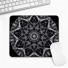 Black And White Pattern Monochrome Lighting Circle Neon Psychedelic Illustration Design Symmetry Large Mousepads by Vaneshart