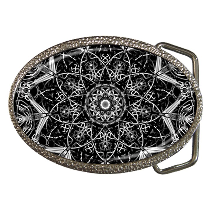 Black And White Pattern Monochrome Lighting Circle Neon Psychedelic Illustration Design Symmetry Belt Buckles