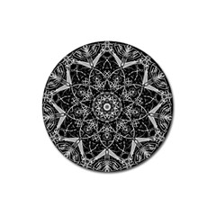 Black And White Pattern Monochrome Lighting Circle Neon Psychedelic Illustration Design Symmetry Magnet 3  (round) by Vaneshart