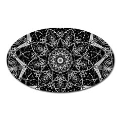 Black And White Pattern Monochrome Lighting Circle Neon Psychedelic Illustration Design Symmetry Oval Magnet by Vaneshart