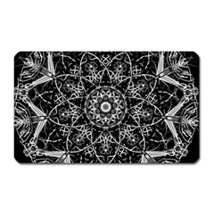 Black And White Pattern Monochrome Lighting Circle Neon Psychedelic Illustration Design Symmetry Magnet (rectangular) by Vaneshart