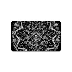 Black And White Pattern Monochrome Lighting Circle Neon Psychedelic Illustration Design Symmetry Magnet (name Card) by Vaneshart