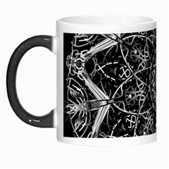 Black And White Pattern Monochrome Lighting Circle Neon Psychedelic Illustration Design Symmetry Morph Mugs by Vaneshart