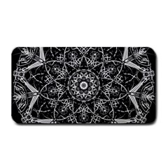 Black And White Pattern Monochrome Lighting Circle Neon Psychedelic Illustration Design Symmetry Medium Bar Mats by Vaneshart