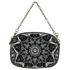 Black And White Pattern Monochrome Lighting Circle Neon Psychedelic Illustration Design Symmetry Chain Purse (two Sides) by Vaneshart