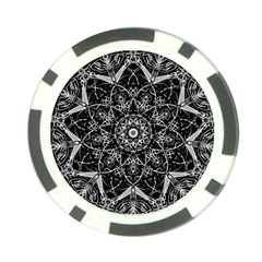 Black And White Pattern Monochrome Lighting Circle Neon Psychedelic Illustration Design Symmetry Poker Chip Card Guard (10 Pack) by Vaneshart