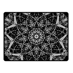 Black And White Pattern Monochrome Lighting Circle Neon Psychedelic Illustration Design Symmetry Fleece Blanket (small) by Vaneshart