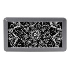 Black And White Pattern Monochrome Lighting Circle Neon Psychedelic Illustration Design Symmetry Memory Card Reader (mini) by Vaneshart