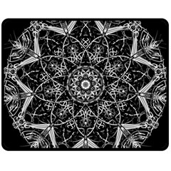 Black And White Pattern Monochrome Lighting Circle Neon Psychedelic Illustration Design Symmetry Double Sided Fleece Blanket (medium)  by Vaneshart