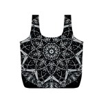 Black And White Pattern Monochrome Lighting Circle Neon Psychedelic Illustration Design Symmetry Full Print Recycle Bag (S) Front