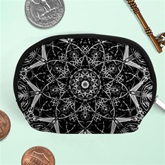 Black And White Pattern Monochrome Lighting Circle Neon Psychedelic Illustration Design Symmetry Accessory Pouch (medium) by Vaneshart