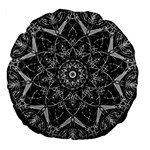 Black And White Pattern Monochrome Lighting Circle Neon Psychedelic Illustration Design Symmetry Large 18  Premium Flano Round Cushions Front