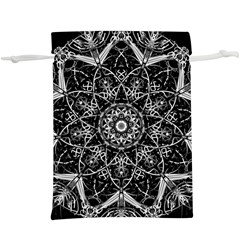 Black And White Pattern Monochrome Lighting Circle Neon Psychedelic Illustration Design Symmetry  Lightweight Drawstring Pouch (xl) by Vaneshart