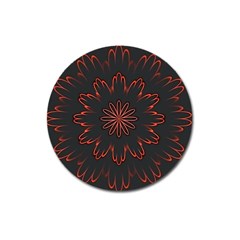 Abstract Glowing Flower Petal Pattern Red Circle Art Illustration Design Symmetry Digital Fantasy Magnet 3  (round) by Vaneshart