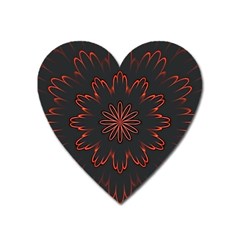 Abstract Glowing Flower Petal Pattern Red Circle Art Illustration Design Symmetry Digital Fantasy Heart Magnet by Vaneshart