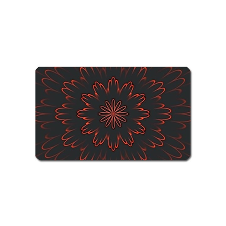 Abstract Glowing Flower Petal Pattern Red Circle Art Illustration Design Symmetry Digital Fantasy Magnet (Name Card)