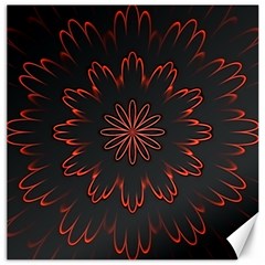 Abstract Glowing Flower Petal Pattern Red Circle Art Illustration Design Symmetry Digital Fantasy Canvas 12  X 12  by Vaneshart