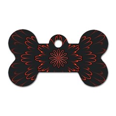 Abstract Glowing Flower Petal Pattern Red Circle Art Illustration Design Symmetry Digital Fantasy Dog Tag Bone (two Sides) by Vaneshart