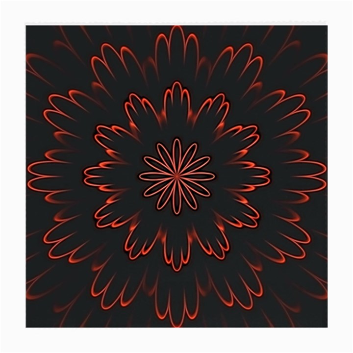 Abstract Glowing Flower Petal Pattern Red Circle Art Illustration Design Symmetry Digital Fantasy Medium Glasses Cloth (2 Sides)