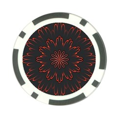 Abstract Glowing Flower Petal Pattern Red Circle Art Illustration Design Symmetry Digital Fantasy Poker Chip Card Guard by Vaneshart