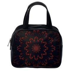 Abstract Glowing Flower Petal Pattern Red Circle Art Illustration Design Symmetry Digital Fantasy Classic Handbag (one Side) by Vaneshart