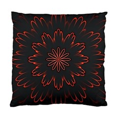 Abstract Glowing Flower Petal Pattern Red Circle Art Illustration Design Symmetry Digital Fantasy Standard Cushion Case (two Sides)