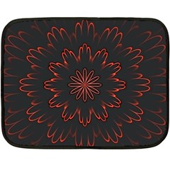 Abstract Glowing Flower Petal Pattern Red Circle Art Illustration Design Symmetry Digital Fantasy Double Sided Fleece Blanket (mini)  by Vaneshart