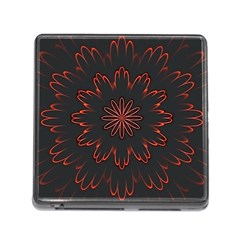 Abstract Glowing Flower Petal Pattern Red Circle Art Illustration Design Symmetry Digital Fantasy Memory Card Reader (square 5 Slot) by Vaneshart