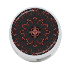 Abstract Glowing Flower Petal Pattern Red Circle Art Illustration Design Symmetry Digital Fantasy 4-port Usb Hub (two Sides) by Vaneshart